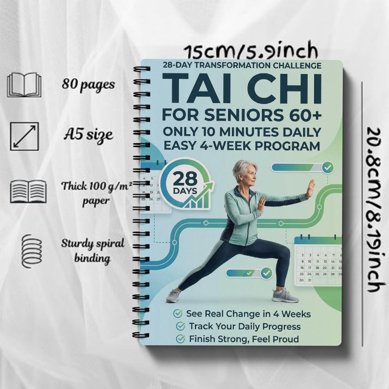đ 50% RABATT NU! đ§ Tai Chi Practice Book for Seniors & Beginners â 28-dagars program, 10-minuters dagliga övningar & nybörjarvĂ€nliga rörelser â perfekt för styrka, balans och avslappning đżâš