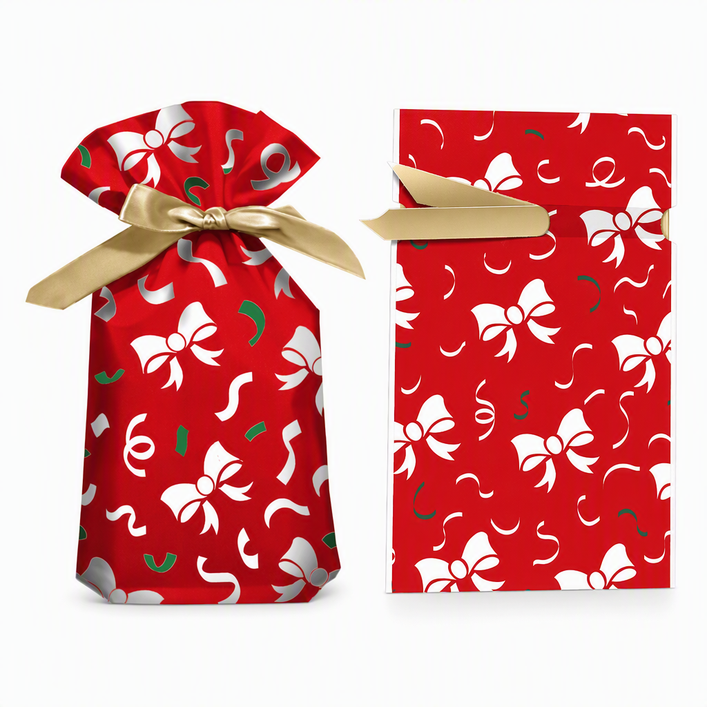 ⏳ Tidsbegränsad 50 % rabatt ⏰ Julklappspåsar med dragsko och band, 50 st 🎄🎁