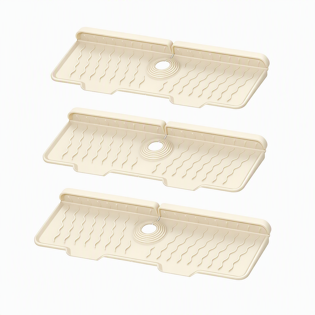 Cuttable Food Grade Silicone Faucet Splash Guard Mat Thickened Sloped Kitchen Sink Draining Pad with Pattern