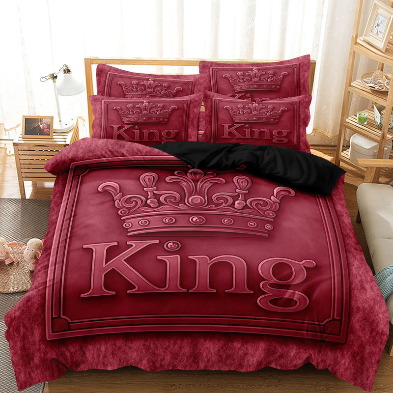 đ 50% RABATT! âš Modernt King Crown 3-delat bĂ€ddset â Lyxigt pĂ„slakanset i borstad mikrofiber med dold dragkedja