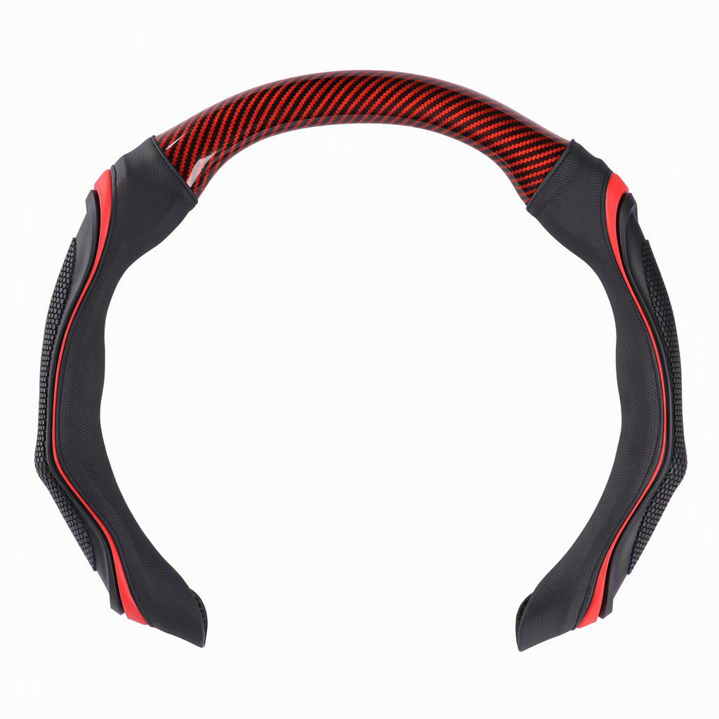 Universellt 38 cm sportigt rattskydd i läder med halkfritt silikongrepp och massagefunktion
