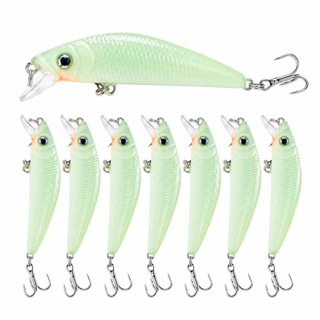⏳Tidsbegränsat 50% rabatt⏰Självlysande Minnow Hårt Bete för Nattfiske (7cm)🎣🌙✨