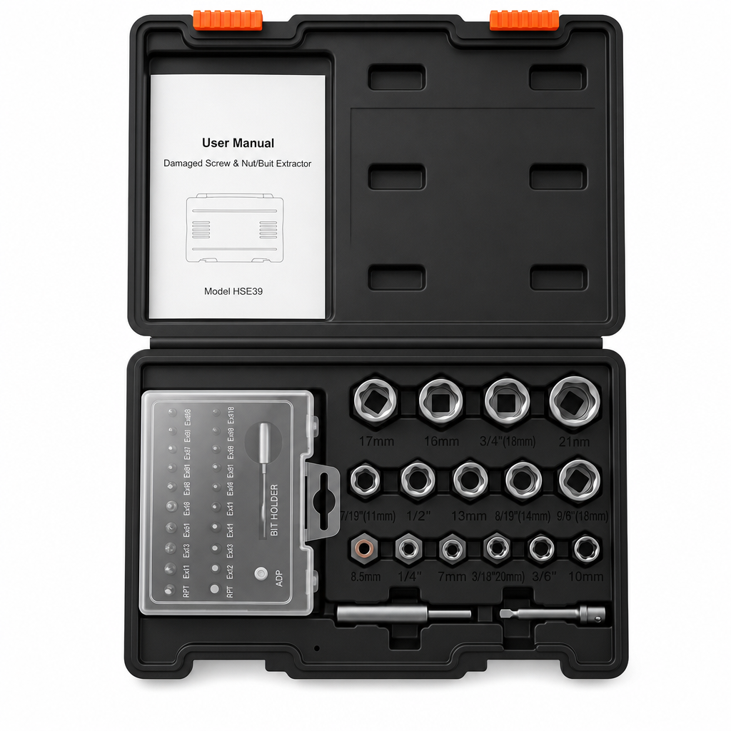 14 Piece Damaged Bolt and Nut Extractor Set Industrial Grade High Hardness High Torque Reverse Thread Screw Remover Kit for Auto Repair
