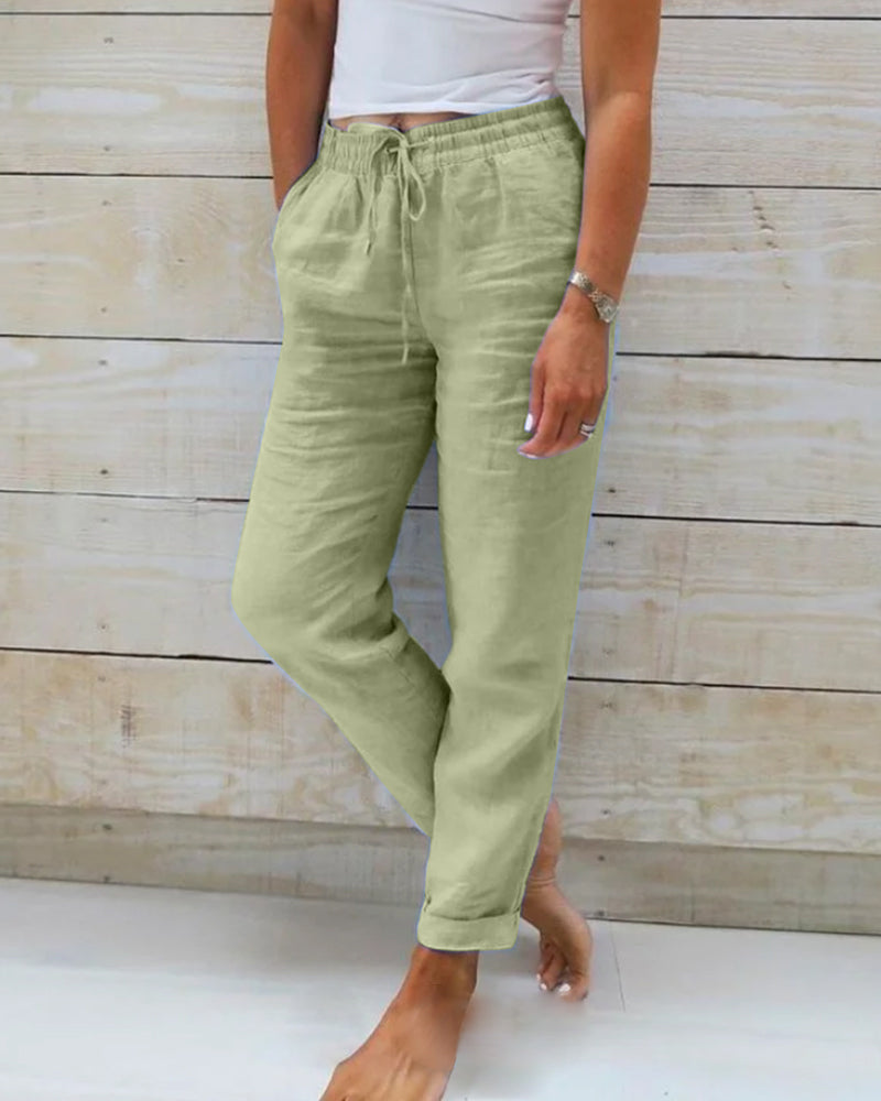 👖 50% RABATT! 🌿 Kali Andningsaktiva & Flexibla Byxor i Linne – Lättvikt, Bekväm Passform & Avslappnad Stil ☀️