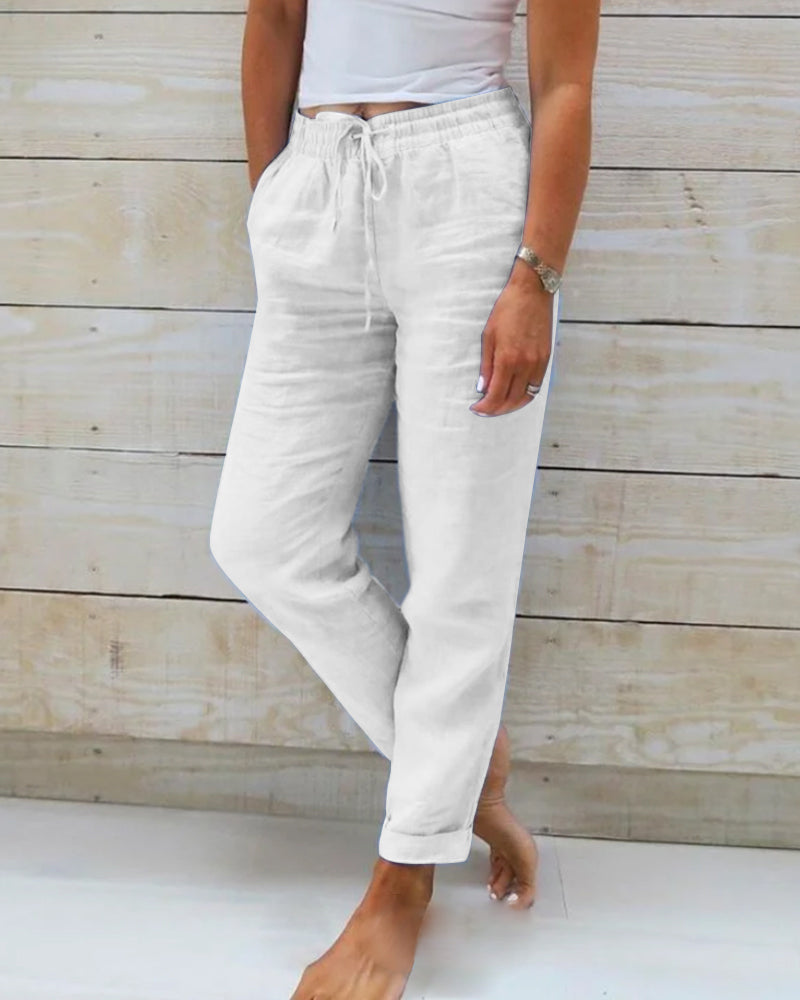 👖 50% RABATT! 🌿 Kali Andningsaktiva & Flexibla Byxor i Linne – Lättvikt, Bekväm Passform & Avslappnad Stil ☀️