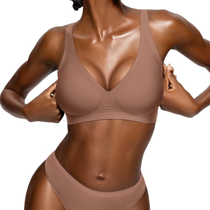 🔥  SISTA DAGEN-ERBJUDANDE – 50 % RABATT🔥Bekväma trådlösa behåar för kvinnor Push-up-braletter Sömlösa T-shirt-behåar Behåar med djup V-ringning Behåar för vardagsbruk