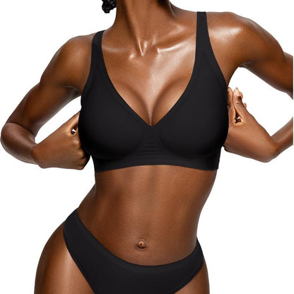 🔥  SISTA DAGEN-ERBJUDANDE – 50 % RABATT🔥Bekväma trådlösa behåar för kvinnor Push-up-braletter Sömlösa T-shirt-behåar Behåar med djup V-ringning Behåar för vardagsbruk