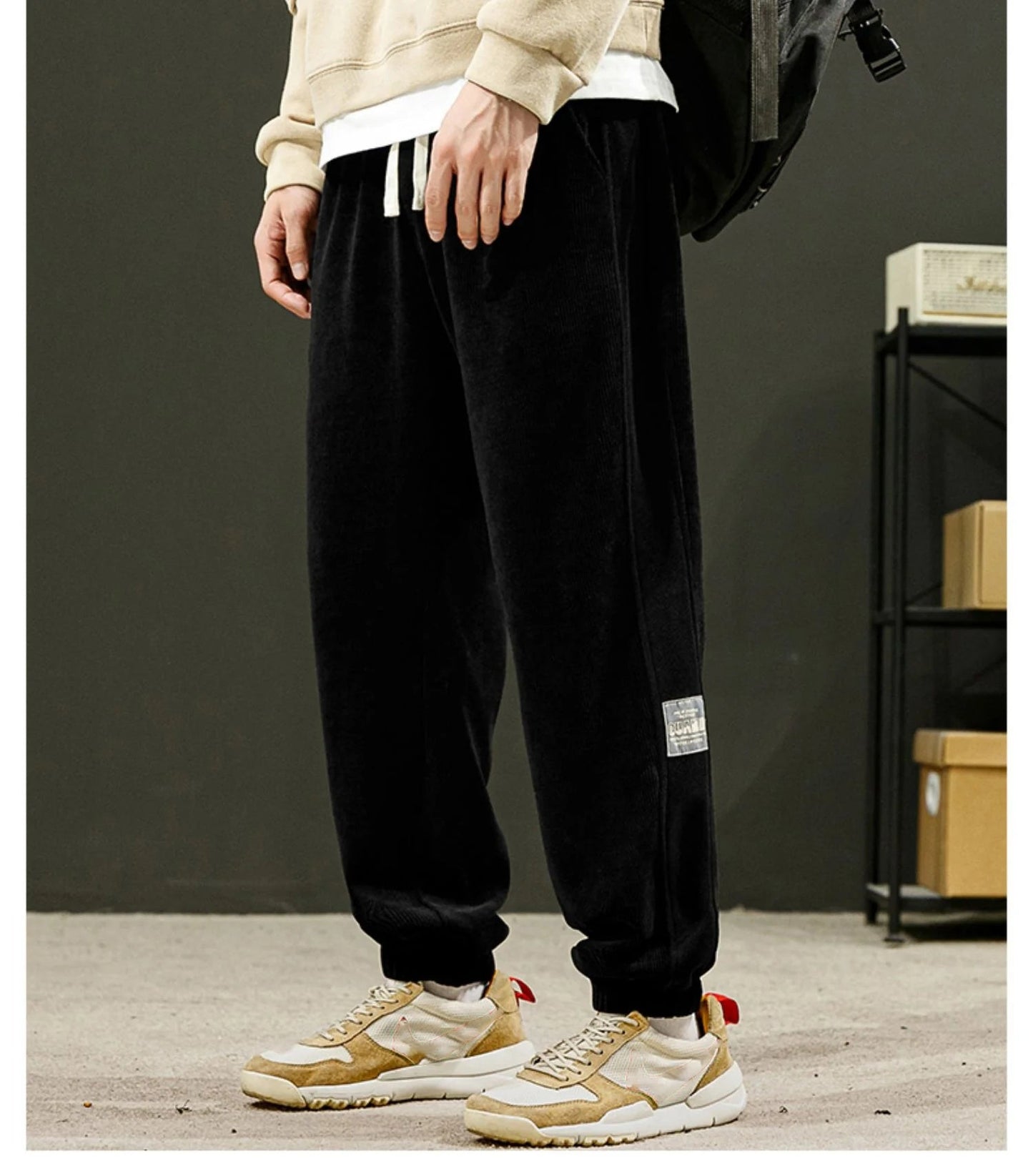 Corduroy-tyg, unisex, mjuk, avslappnad byxa