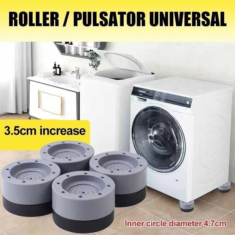🏡 KÖP 2 FÅ 3! ✨ Ljuddämpande tvättmaskinsfötter - 4-pack av gummi med stabiliserande bas för tyst drift och golvskydd 🔇🧼