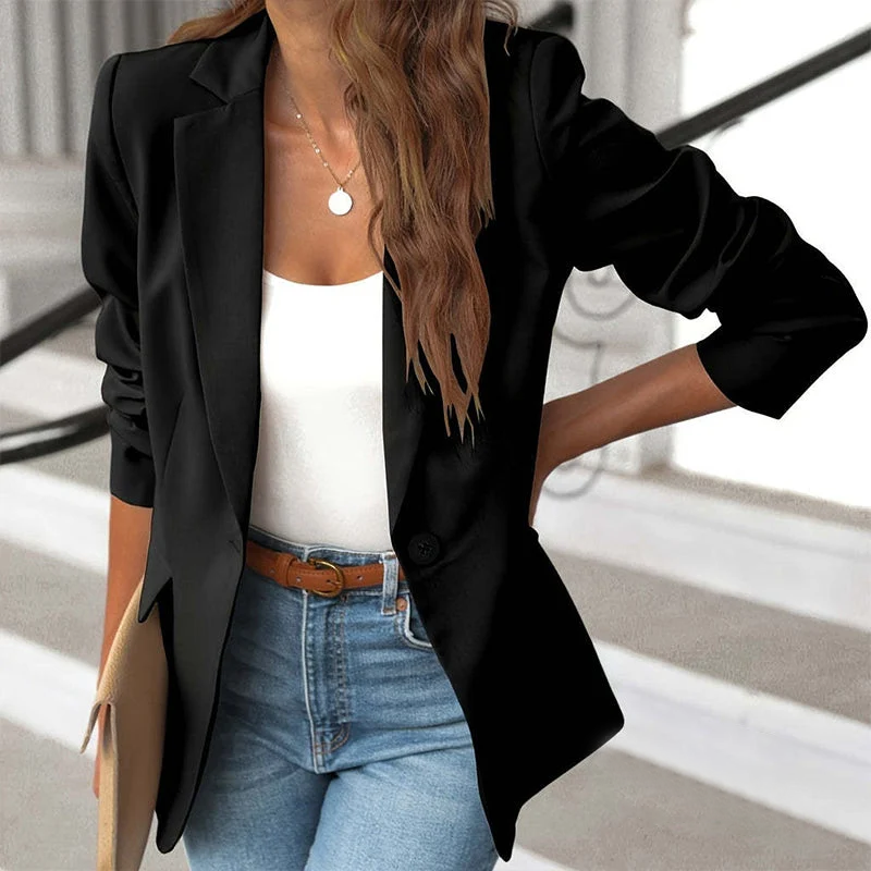 ✨ 50% RABATT! ✨Elegant mjuk enfärgad jacka med knappar och uppknäppning