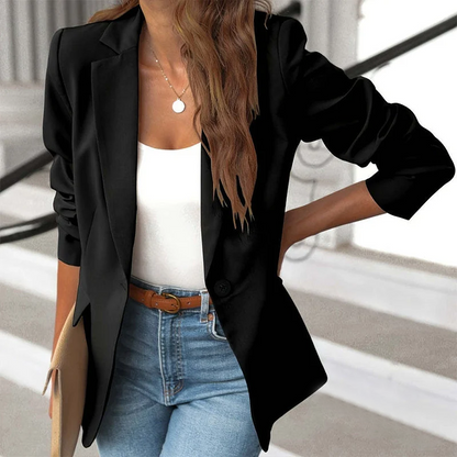 ✨ 50% RABATT! ✨Elegant mjuk enfärgad jacka med knappar och uppknäppning