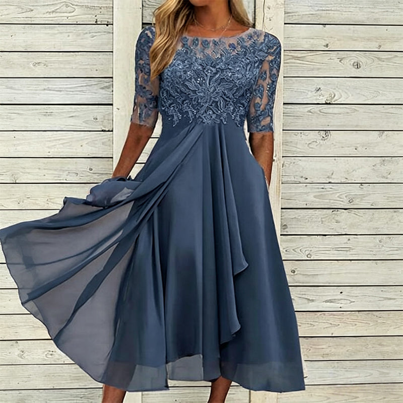 💖NYTT ARRIVAL BEGRÄNSAD TID ERBJUDANDE💖Elegant broderi Cocktail Flowy Klänning