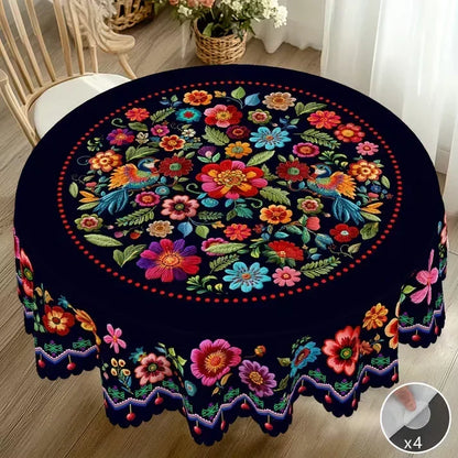 📢📢50% RABATT NU!! ⏰Mexikansk blommig duk med festongkant 🌸✨ Exotisk elegans och fläcktålighet!