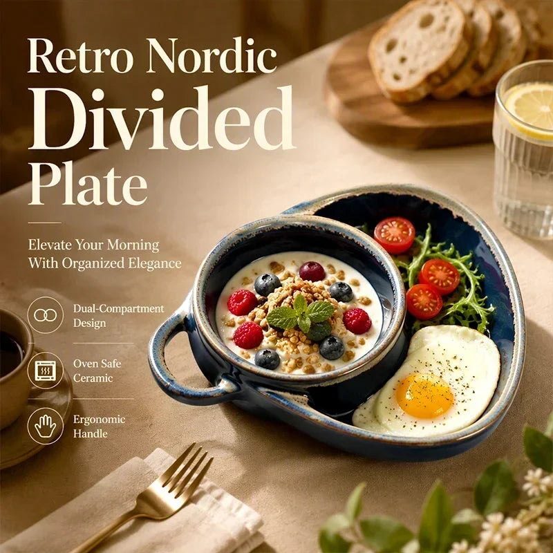 🎉Veckans specialerbjudande – 60 % rabatt✨Retro uppdelad ugnsform i keramik med handtag