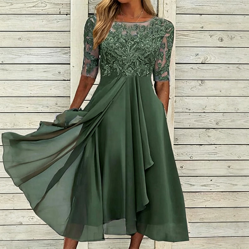 💖NYTT ARRIVAL BEGRÄNSAD TID ERBJUDANDE💖Elegant broderi Cocktail Flowy Klänning