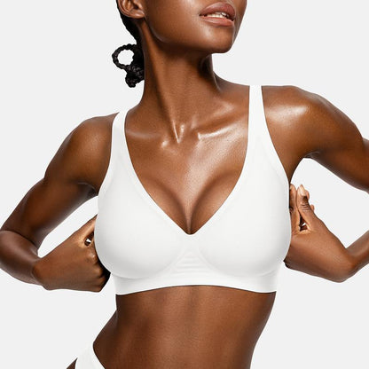 🔥  SISTA DAGEN-ERBJUDANDE – 50 % RABATT🔥Bekväma trådlösa behåar för kvinnor Push-up-braletter Sömlösa T-shirt-behåar Behåar med djup V-ringning Behåar för vardagsbruk