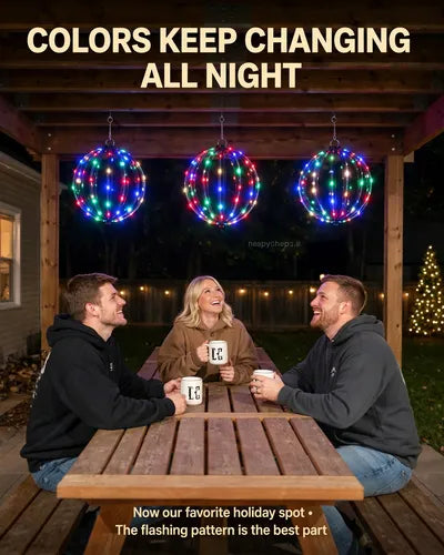 🔮 50% RABATT NU! Hängande LED-klotdekoration – elegant klotdesign, 360° ljus & hopfällbar – perfekt för uteplats, trädgård och fest ✨