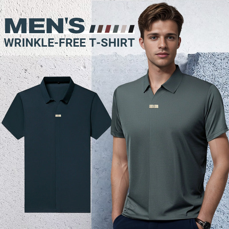 🔥Varm försäljning 55% rabatt⏳Casual T-shirt för män med revers som andas och är skrynkelfri