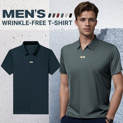 🔥Varm försäljning 55% rabatt⏳Casual T-shirt för män med revers som andas och är skrynkelfri