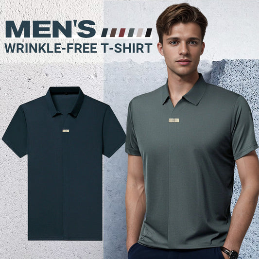 🔥Varm försäljning 55% rabatt⏳Casual T-shirt för män med revers som andas och är skrynkelfri
