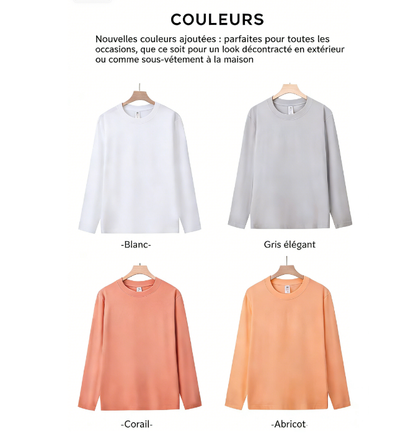 Classic White Crew Neck Long Sleeve T-Shirt - 100% Premium Heavy Cotton (230 g/m²) | Essential Minimalist Wardrobe Staple