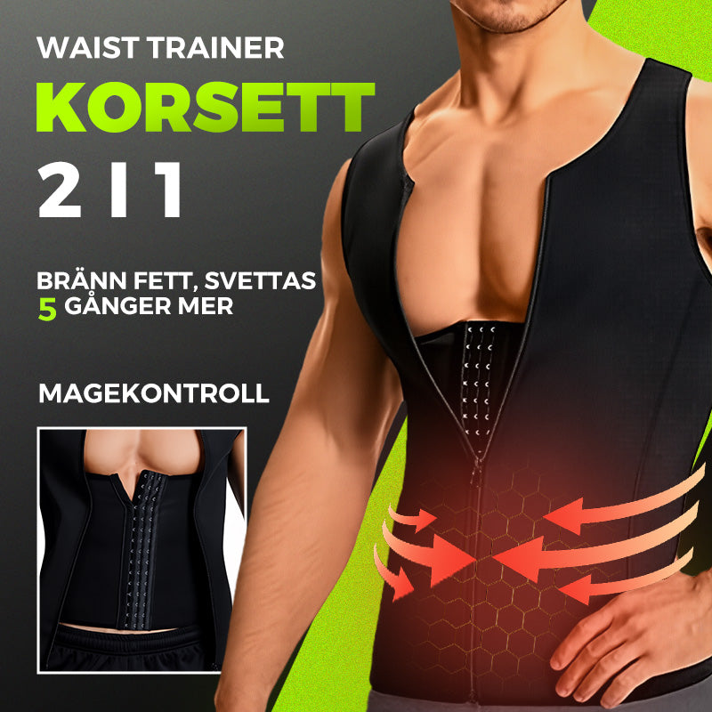 Korsett midjetränare med dragkedja för män