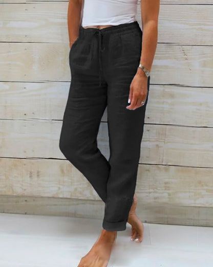 👖 50% RABATT! 🌿 Kali Andningsaktiva & Flexibla Byxor i Linne – Lättvikt, Bekväm Passform & Avslappnad Stil ☀️