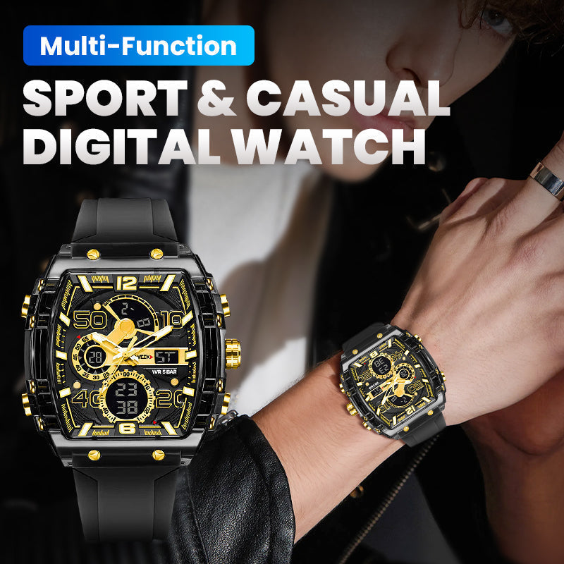 🔥LED-bakgrundsbelysning + stoppurteknik 🔥Multifunktionell sport- och fritidsklocka med digitalfunktion