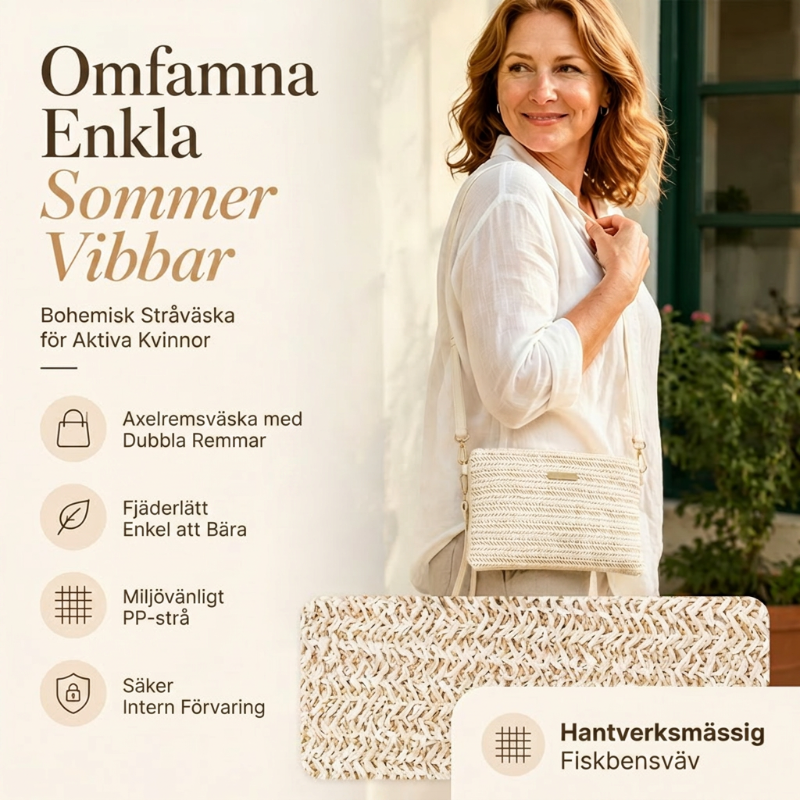 🔥50% RABATT NU!🔥 Vävd stråväska med axelrem för damer