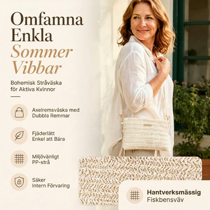 🔥50% RABATT NU!🔥 Vävd stråväska med axelrem för damer