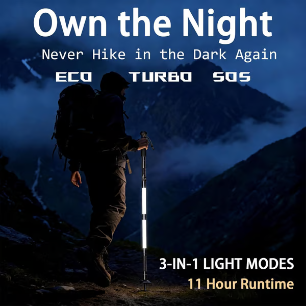 🔥🎁Nyhet 50 % RABATT🔥Belysta taktiska vandringskäppar – lätta, hopfällbara vandringskäppar med LED-belysning