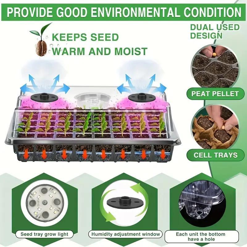 💎60% RABATT! 💎 Groningsbrickor med odlingsljus – Fuktighetskontroll, transparent och fullspektrumljus 🌱💡