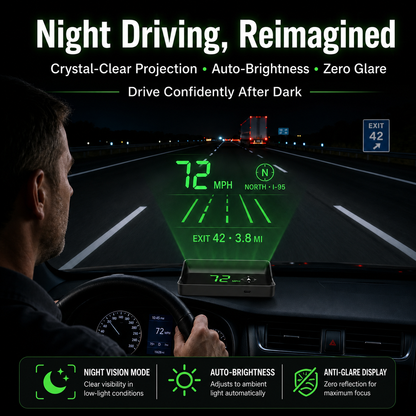 🚗 50% RABATT NU! Head-Up Display (HUD) med GPS – exakt hastighet i km/h– digital hastighetsmätare, kompass & överhastighetslarm – plug & play för alla fordon 📊✨