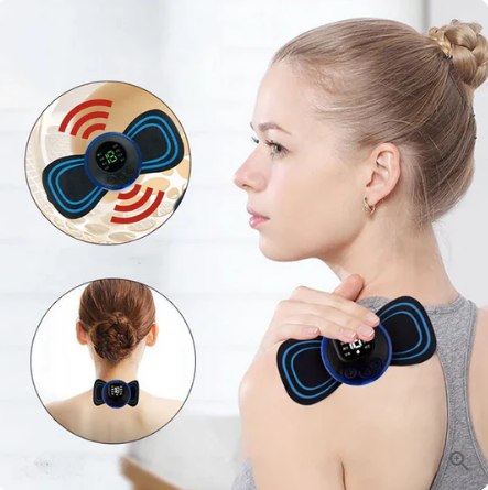 🔥Bärbar massageapparat med 8 lägen och LCD-skärm - Mini muskelstimulator för smärtlindring