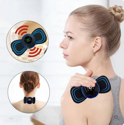 🔥Bärbar massageapparat med 8 lägen och LCD-skärm - Mini muskelstimulator för smärtlindring