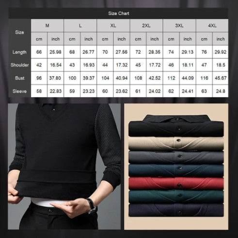 ⏰ Endast nu 49% rabatt!💕 Lapel faux tvådelad stickad skjorta herr