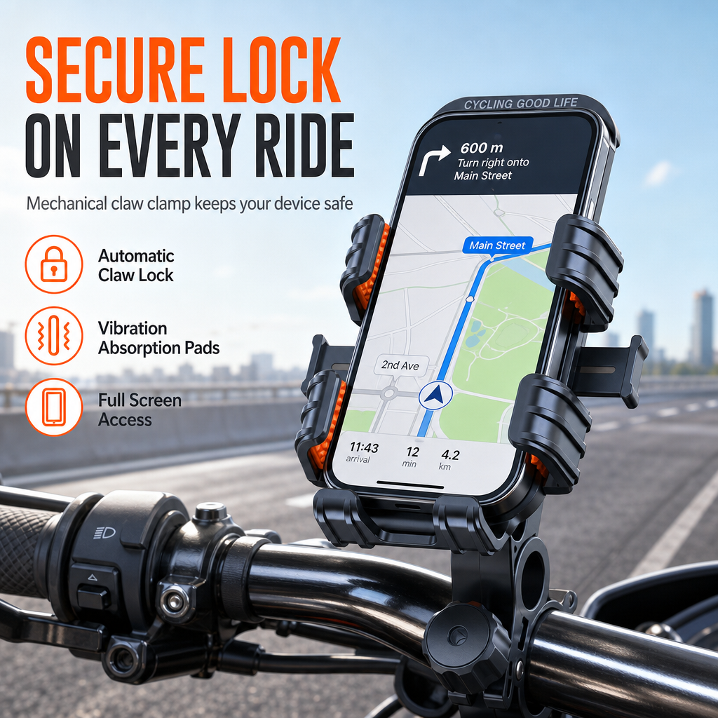 Stötsäker mobilhållare för motorcykel
