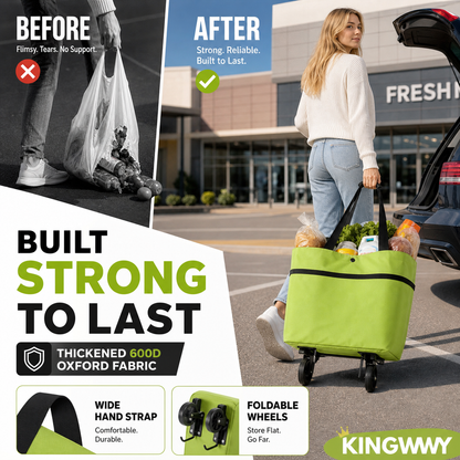 🛒 50% RABATT NU! 2‑i‑1 hopfällbar shoppingvagn – stor kapacitet, slitstarkt Oxford‑tyg & tysta hjul – perfekt för matbutik, marknad, camping och resor 🧳✨