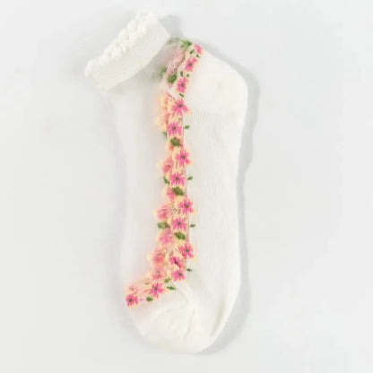 🌺Blommiga spetsstrumpor för damer, vår/sommar