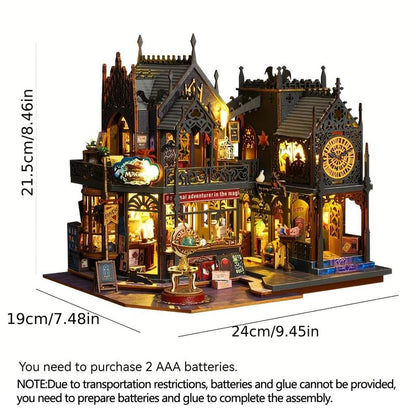 🏰 3D Träpussel, Handgjort Träpussel, 1 Set DIY Book Nook Kit, DIY Modellkit, 3D Skrivbordsdekoration, DIY Modellkit för Bokhyllesdekoration, Hantverk