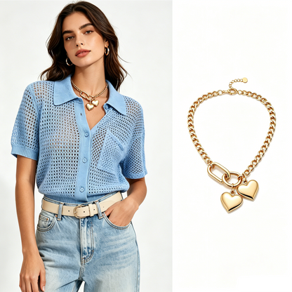 👚 50% RABATT NU!🌬️ Kortärmad Stickad Knappskjorta – Andningsbar Vävnad & Relaxad Passform – Sommarlager ☀️