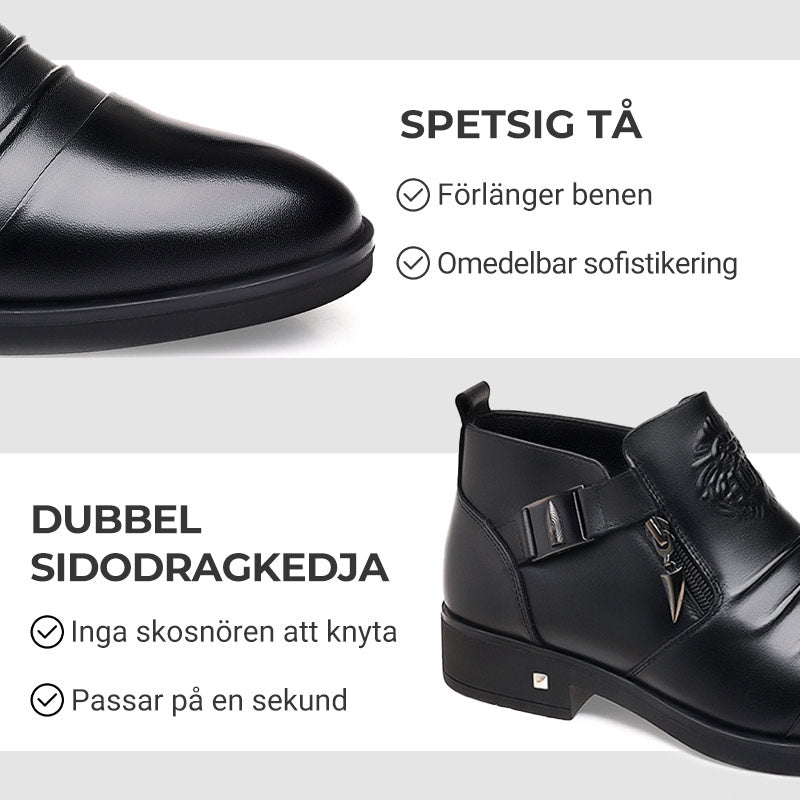 👞Ankelstövlar i läder med dubbel sidodragkedja och spetsiga tår för män
