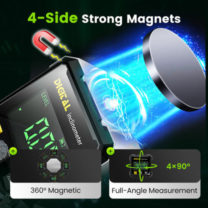 4-sidig magnetisk digital vinkelmätare med laser