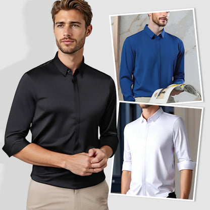 🔥2025 HOT SALE🔥Men's Wrinkle-Free Stretch Dress Shirt✈️Free frakt när du köper 2✈️