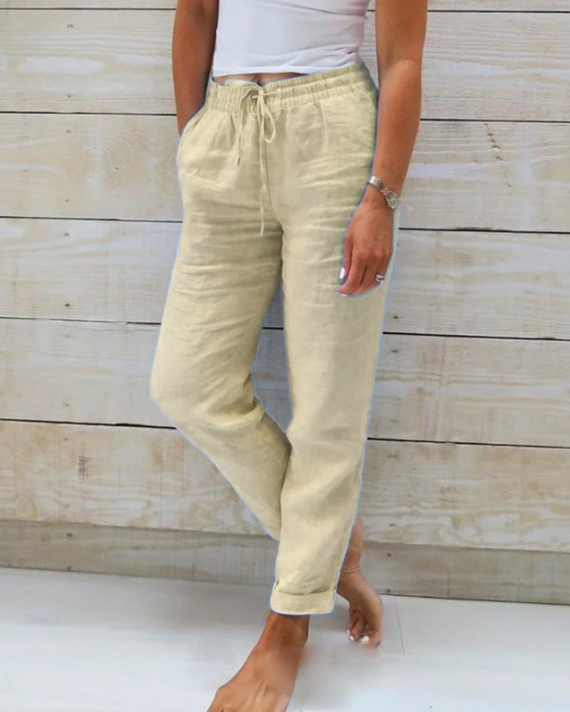 👖 50% RABATT! 🌿 Kali Andningsaktiva & Flexibla Byxor i Linne – Lättvikt, Bekväm Passform & Avslappnad Stil ☀️