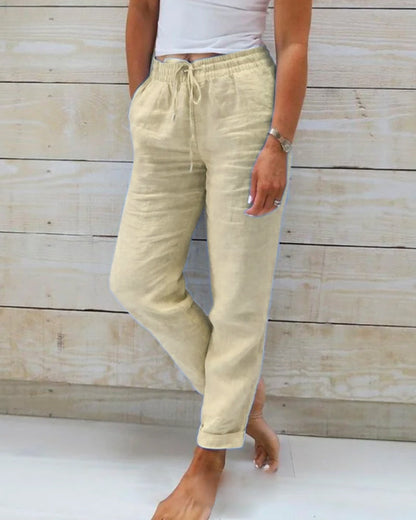 👖 50% RABATT! 🌿 Kali Andningsaktiva & Flexibla Byxor i Linne – Lättvikt, Bekväm Passform & Avslappnad Stil ☀️
