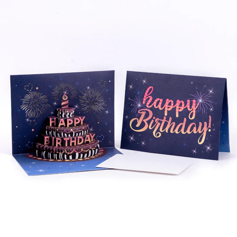 🔥Beste gave 49% RABATT🎁Fyrverkeri pop-up kake med lys og musikk, bursdagskort gave