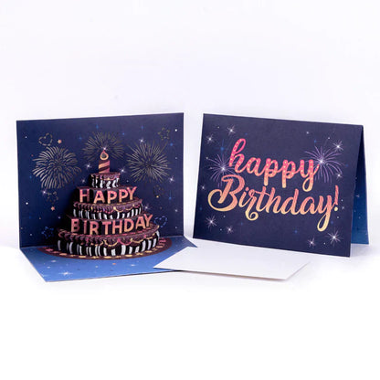 🔥Beste gave 49% RABATT🎁Fyrverkeri pop-up kake med lys og musikk, bursdagskort gave