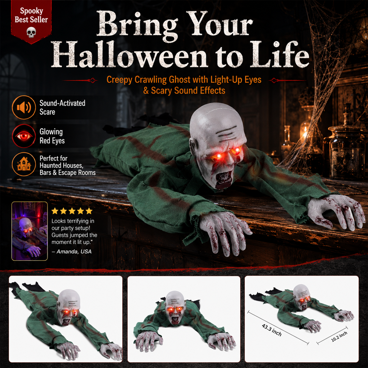 Halloween Skräckmodell Krypande Spöke