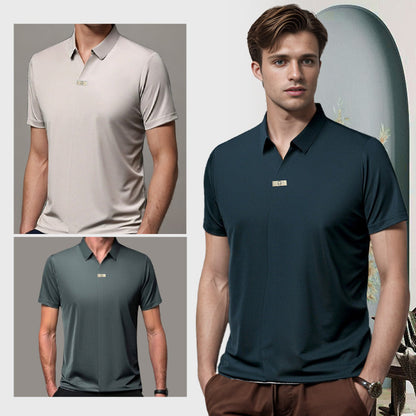 🔥Varm försäljning 55% rabatt⏳Casual T-shirt för män med revers som andas och är skrynkelfri